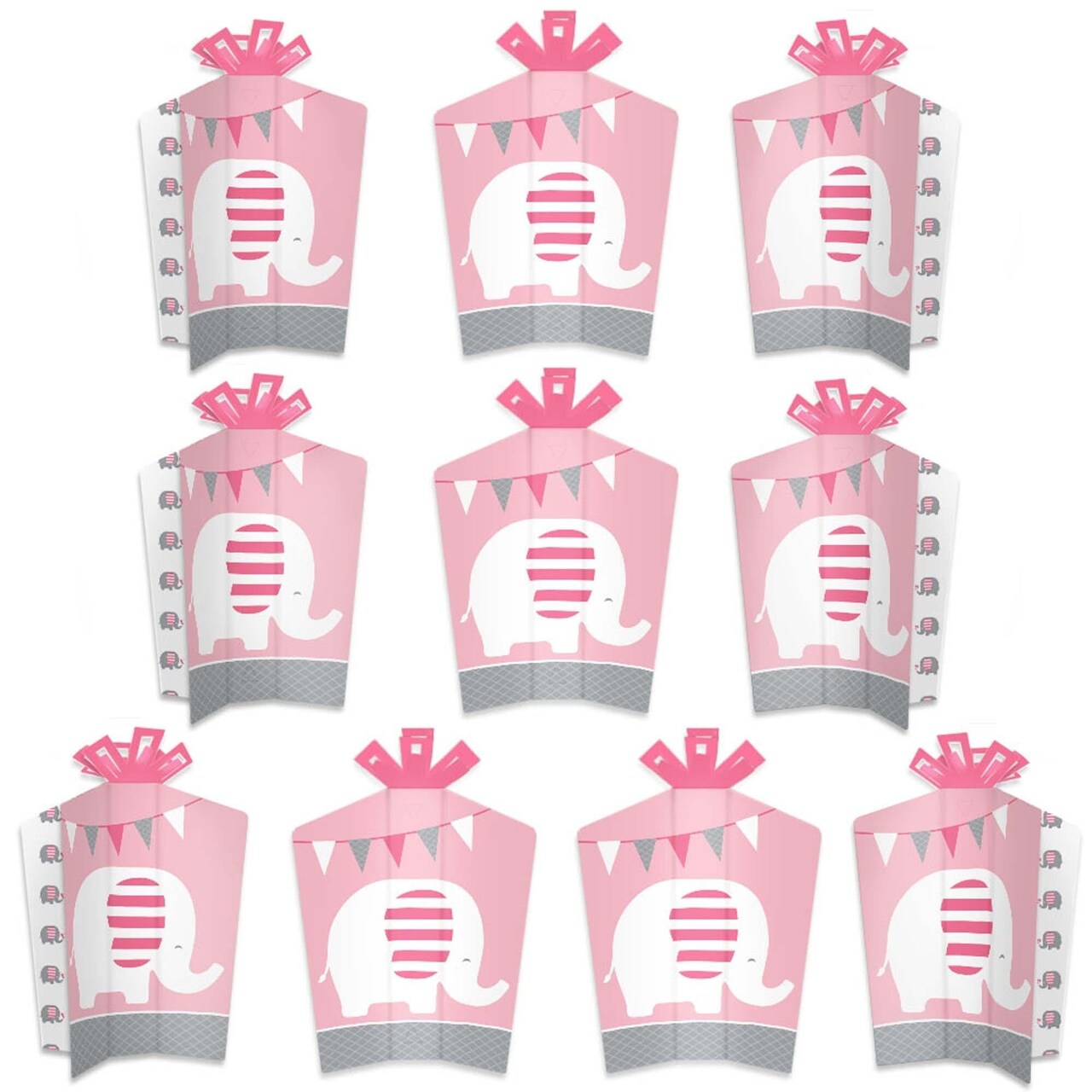 Big Dot of Happiness Pink Elephant - Table Decorations - Girl Baby Shower or Birthday Party Fold and Flare Centerpieces - 10 Count